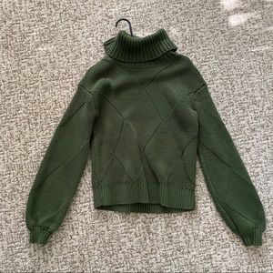 NWOT green knit turtle neck sweater